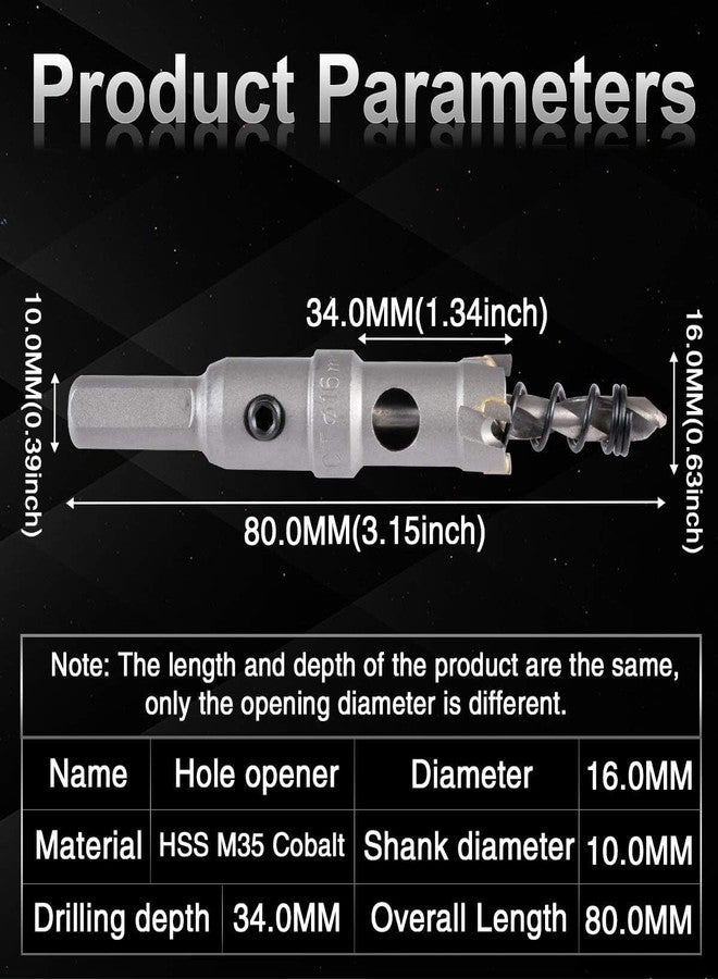 UPTODATETOOLS 16mm Tungsten Carbide Tipped Teeth Hole Cutter, TCT Drill Bit Hole Saw Set for Stainless Steel, Sheet, Metal - Image 2